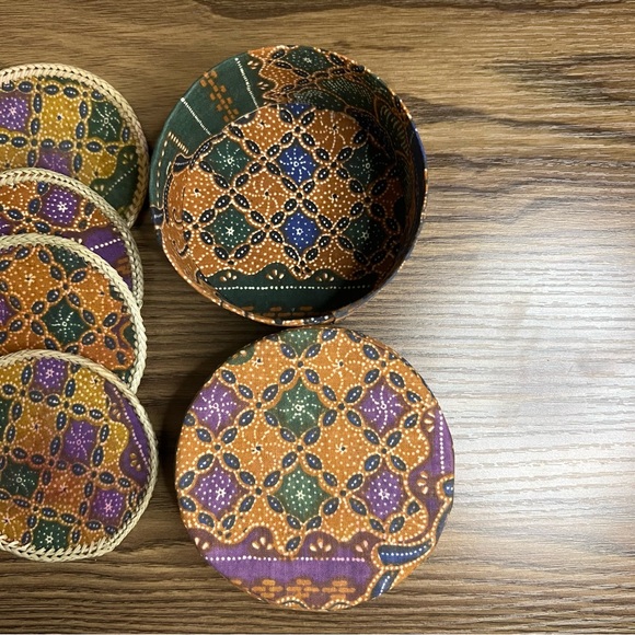 Cloth & Rattan Coaster Set - Picture 6 of 9